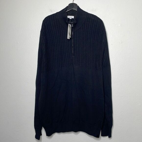 Calvin Klein Mens Size 2XL Multi-Textured Knit Sweater Black - Picture 4 of 13